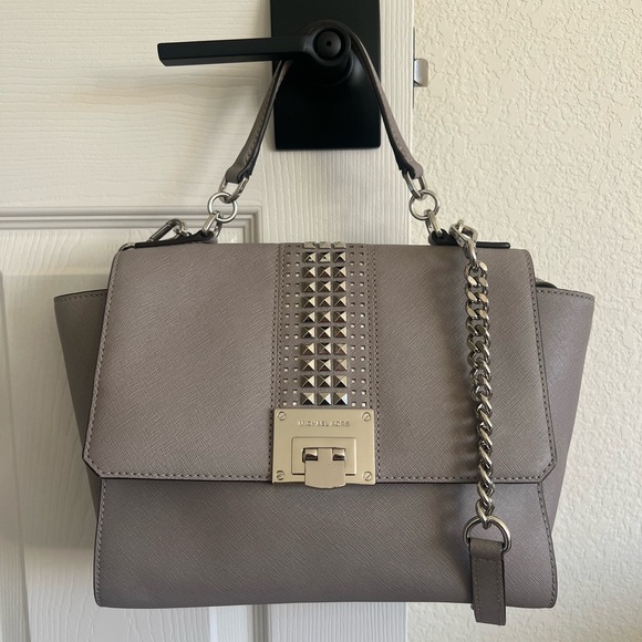 Michael Kors Tina Studded Saffiano Satchel